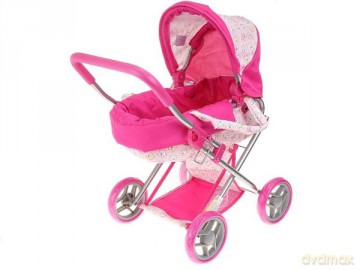 Wózek dla lalek Hot pink różowy kolorowe gwiazdki M2105 163140-548992 w pudełku