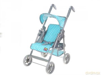 Wózek dla lalki spacerówka niebieski w kropki 413245-549029 w pudełku