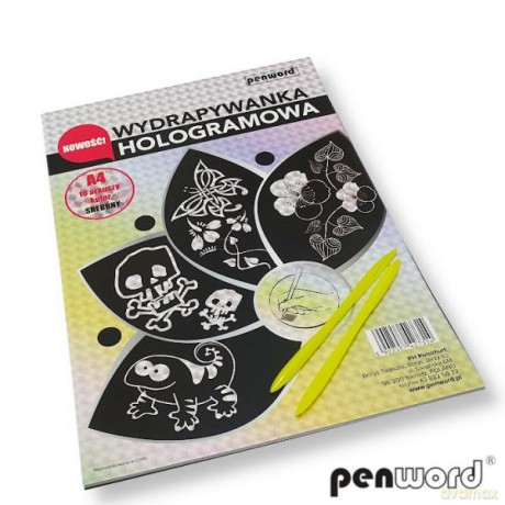 Wydrapywanka hologramowa A4 (10 arkuszy) srebrna + 2 rylce