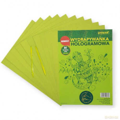 Wydrapywanka hologramowa A4 (10 arkuszy) zielona + 2 rylce SP-06