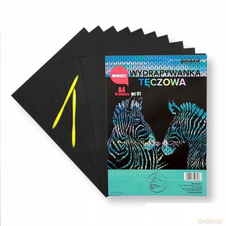 Wydrapywanka tęczowa A4 (10 arkuszy) multikolor + 2 rylce WZ-01