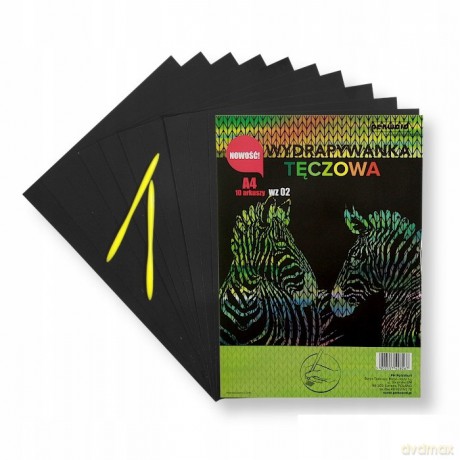 Wydrapywanka tęczowa A4 (10 arkuszy) multikolor + 2 rylce WZ-02