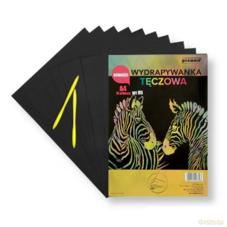 Wydrapywanka tęczowa A4 (10 arkuszy) multikolor + 2 rylce WZ-05