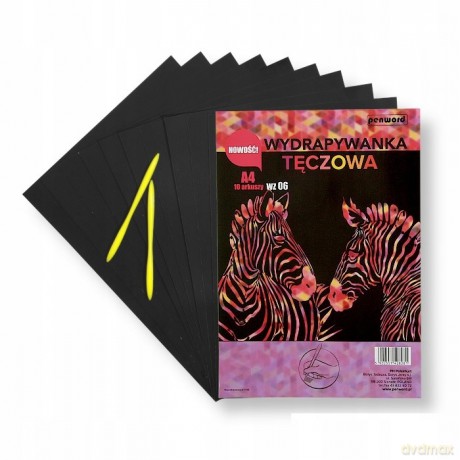 Wydrapywanka tęczowa A4 (10 arkuszy) multikolor + 2 rylce WZ-06