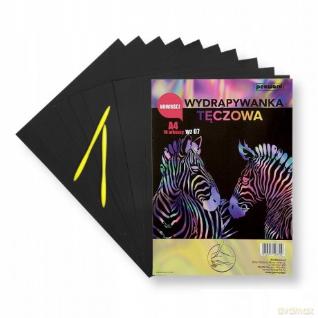 Wydrapywanka tęczowa A4 (10 arkuszy) multikolor + 2 rylce WZ-07