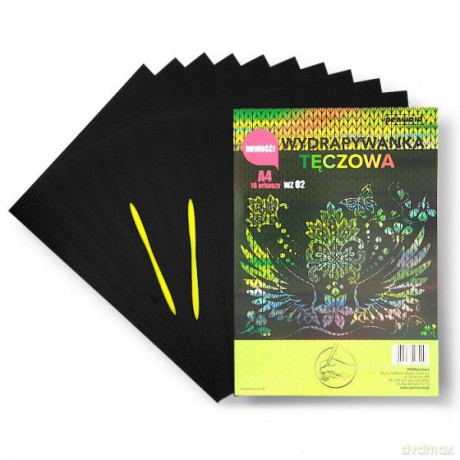 Wydrapywanka tęczowa A4 WZ-2 (10 arkuszy) multikolor + 2 rylce