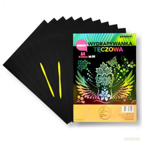 Wydrapywanka tęczowa A4 WZ-4 (10 arkuszy) multikolor + 2 rylce
