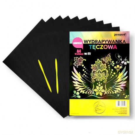 Wydrapywanka tęczowa A4 WZ-5 (10 arkuszy) multikolor + 2 rylce