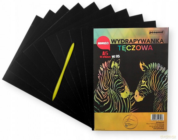 Wydrapywanka tęczowa A5 (10 arkuszy) multikolor + 2 rylce WZ-05 [KARTY]