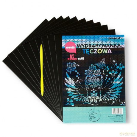 Wydrapywanka tęczowa A5 WZ-1 (10 arkuszy) multikolor + rylec