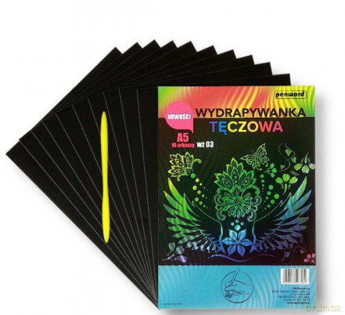 Wydrapywanka tęczowa A5 WZ-3 (10 arkuszy) multikolor + rylec