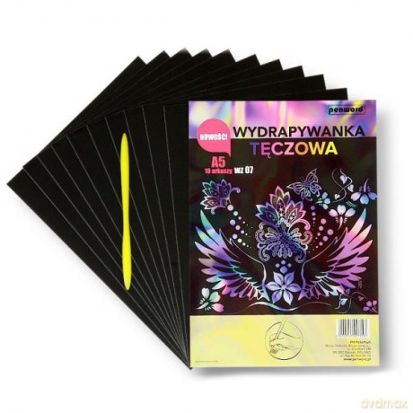 Wydrapywanka tęczowa A5 WZ-7 (10 arkuszy) multikolor + 2 rylce