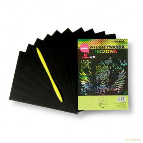 Wydrapywanka tęczowa A6 WZ-02 (10 arkuszy) multikolor + rylec