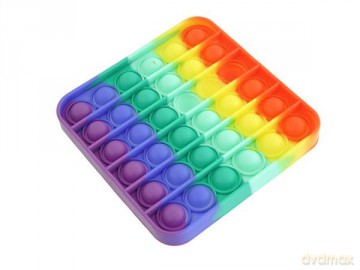 Zabawka antystresowa gniotek POP IT Bubble Kwadrat tęczowy 537019