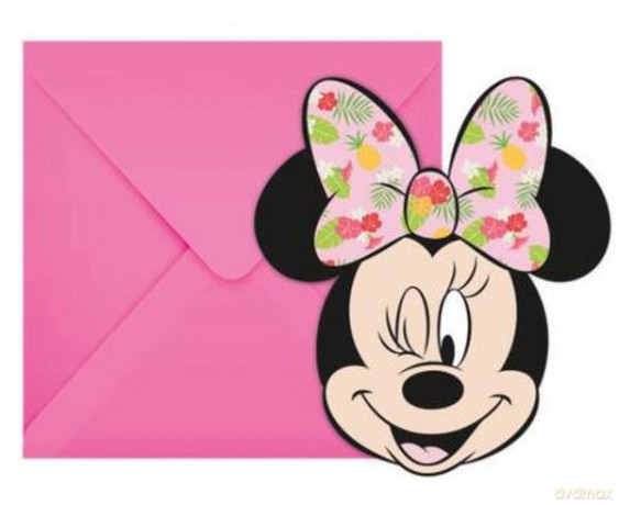 Zaproszenie z kopertą "Minnie Tropical Disney" 6 sztuk