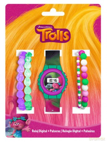 Zegarek cyfrowy z bransoletkami Trolls TR17095 Kids Euroswan