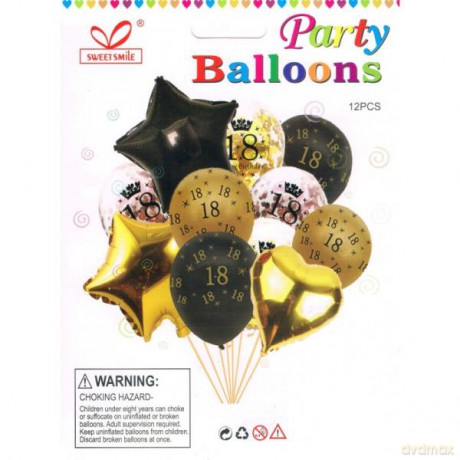 Zestaw balonów "18", 30-46 cm, 11 szt. BSC-426-18
