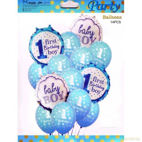 Zestaw balonów Baby Boy/Girl First Birthday, 30-46 cm, 14 szt. BCS-587