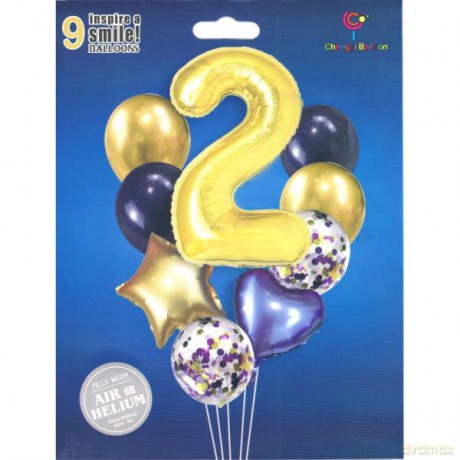 Zestaw balonów cyfra 2, wys. 40-60 cm 9 szt BCF-204-2