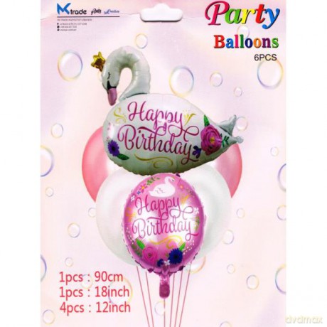 Zestaw balonów Happy Birthday Łabędź, 30-90 cm, 6 szt. BCS-419