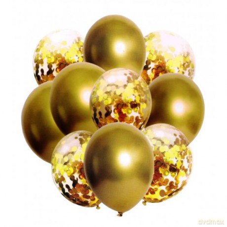 Zestaw balonów metal granatowy i konfetti 33 cm, 10 szt. BSC-693 mix