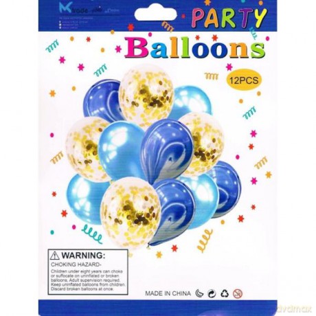 Zestaw balonów z złotym konfetti 30 cm 12 szt BSC-396