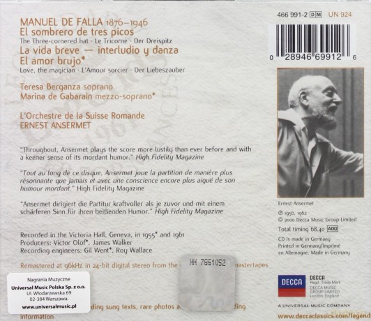 Anserment: Decca Legends: De Falla [CD]