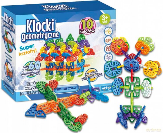Zestaw kreatywny Klocki geometryczne E-Edu 60 el. 128714 [KLOCKI]