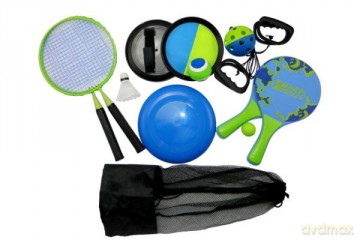 Zestaw na plażę 11 elementów: mini badmington, frisbee, paletki na plażę, tarcze do łapania na rzep i akcesoria BEST Sporting 64004