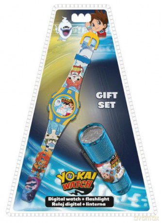 Zestaw zegarek cyfrowy z latarką LED Yo-Kai YK17011 Kids Euroswan