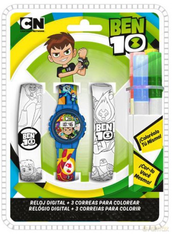 Zestaw zegarek cyfrowy z paskami do kolorowania i markerami Ben 10 BT17009 Kids Euroswan