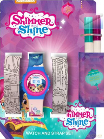 Zestaw zegarek cyfrowy z paskami do kolorowania i markerami Shimmer i Shine SH17056 Kids Euroswan