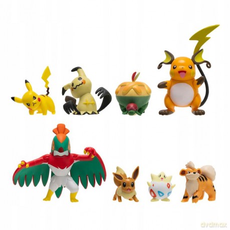 Battle Figure Multipack (8PK: Pikachu #4, Eevee #3,Appletun, Growlithe, Mimikyu #2, Togepi, Raichu, Hawlucha) W9