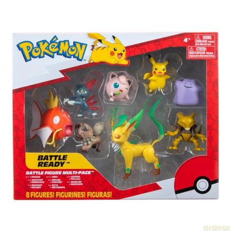 Pokemon - Battle Figure Multipack (8PK: Female Pikachu, Jigglypuff #1, Rockruff, Sneasel, Abra, Ditto, Leafeon, Magikarp) W8