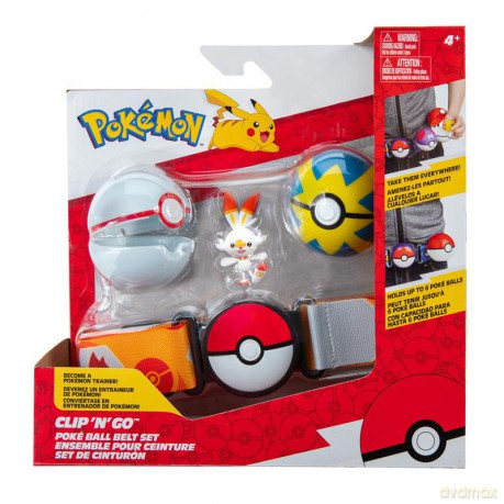 Pokemon - Clip 'N' Go Poké Ball Belt Set (Quick Ball, Premier Ball, and Scorbunny) W9