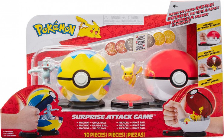 Pokemon - Game (Pokemon Surprise Attack Game) Pikachu #4 with Poke Ball vs. Machop with Quick Ball - W2