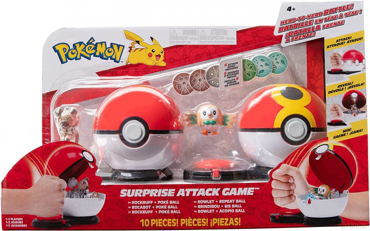 Pokemon - Game (Pokemon Surprise Attack Game) Rowlet with Repeat Ball vs. Rockruff with Poke Ball - W2