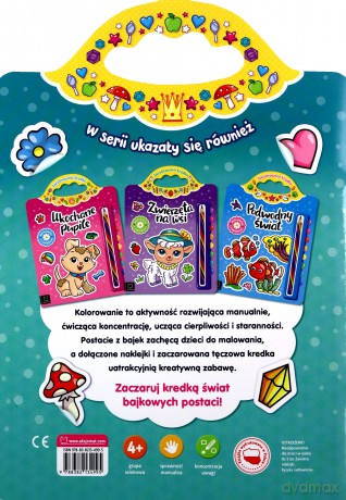 Bajkowe postacie. Malowanka z naklejkami. Zaczarowana kredka - Anna Podgórska [KSIĄŻKA]