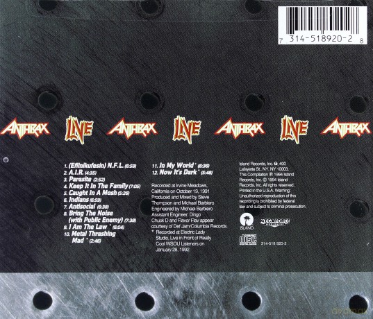 Anthrax: Anthrax Live - The Island Years [CD]
