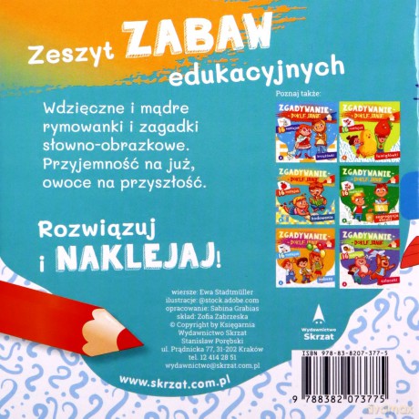 Zgadywanie-doklejanie. Zagadki - Sabina Grabias [KSIĄŻKA]