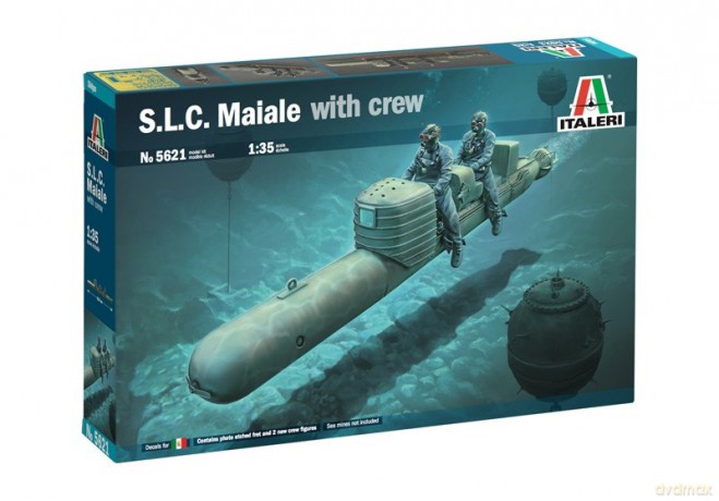 Model plastikowy łódź S.L.C. MAIALE z załogą 1/35