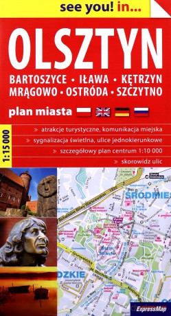 Olsztyn, Bartoszyce, Iława, Kętrzyn, Mrągowo, Ostróda, Szczytno papierowy plan miasta 1:15 000
