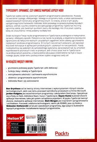TypeScript na warsztacie. Praktyczny przewodnik pisania efektywnego kodu - Grynhaus Ben, Hudgens Jordan [KSIĄŻKA]