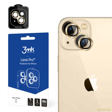 Szkło na aparat do Apple iPhone 14 - 3mk Lens Protection Pro Gold