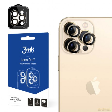 Ochrona na obiektyw aparatu do Apple iPhone 14 Pro/14 Pro Max - 3mk Lens Protection Pro Gold
