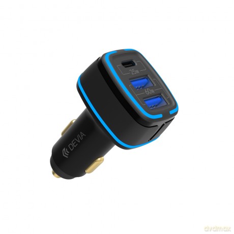 Devia ładowarka samochodowa Extreme PD QC 3.0 85W 1x USB-C 2x USB czarna