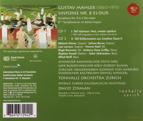 David Zinman: Mahler: Symphony No. 8 [2CD]