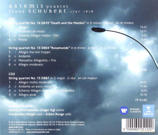 Artemis Quartet: String Quartets Rosamunde Death And The Maiden Quartet In G Major [2CD]
