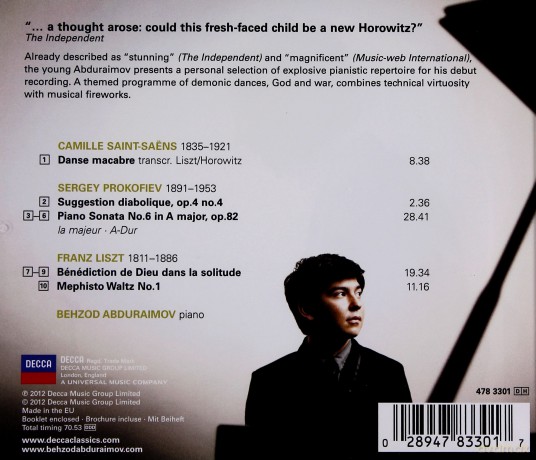 Behzod Abduraimov: Prokofiev, Liszt, Saint Saens [CD]