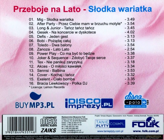 Przeboje Na Lato - Słodka Wariatka [CD]